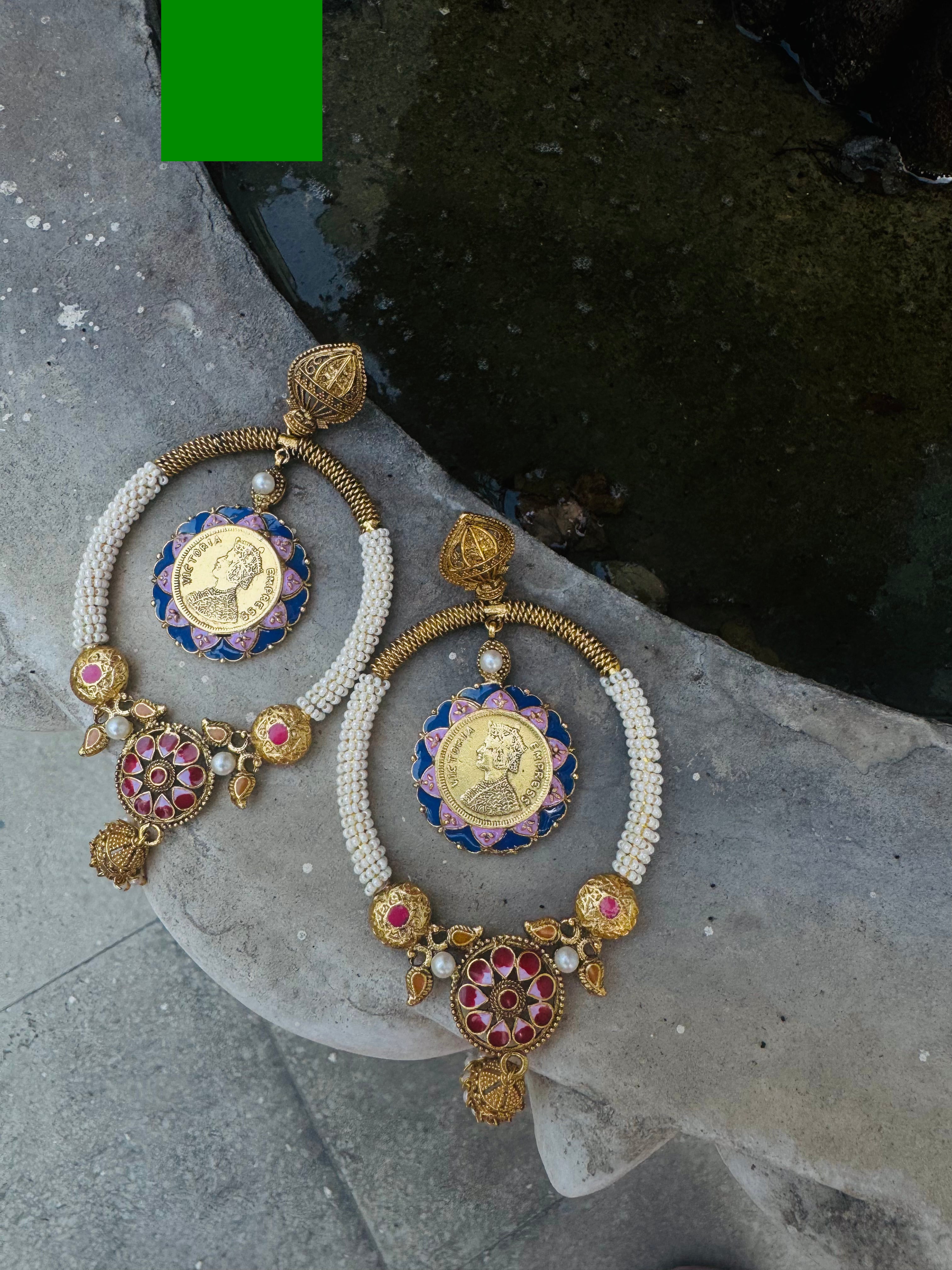 Regal Coin Meenakari Chandbaalis