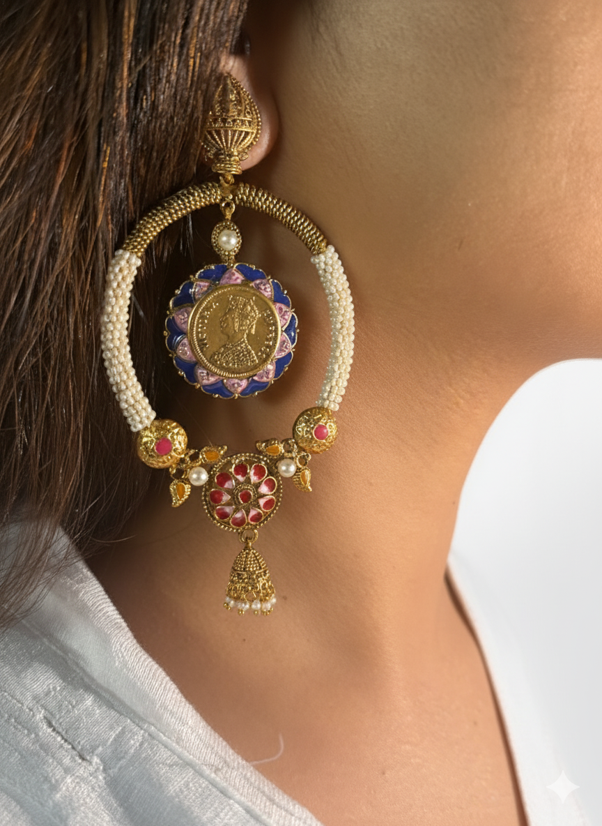 Regal Coin Meenakari Chandbaalis