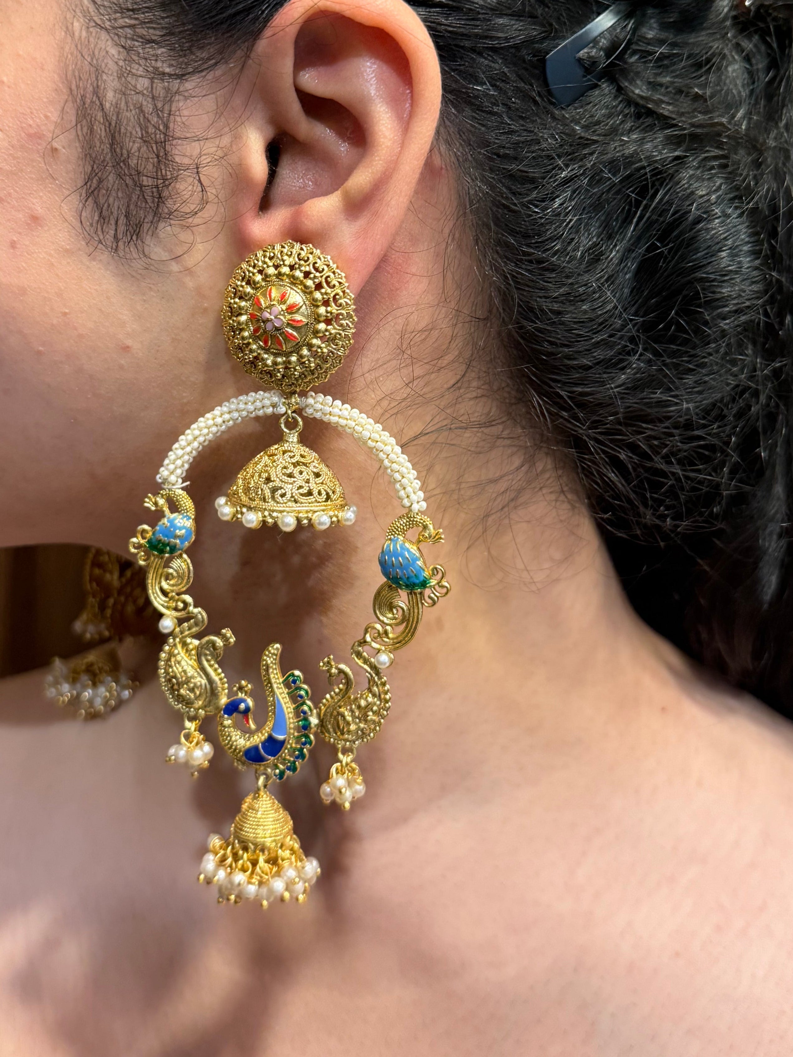 Mayura Kundan Jhumkas