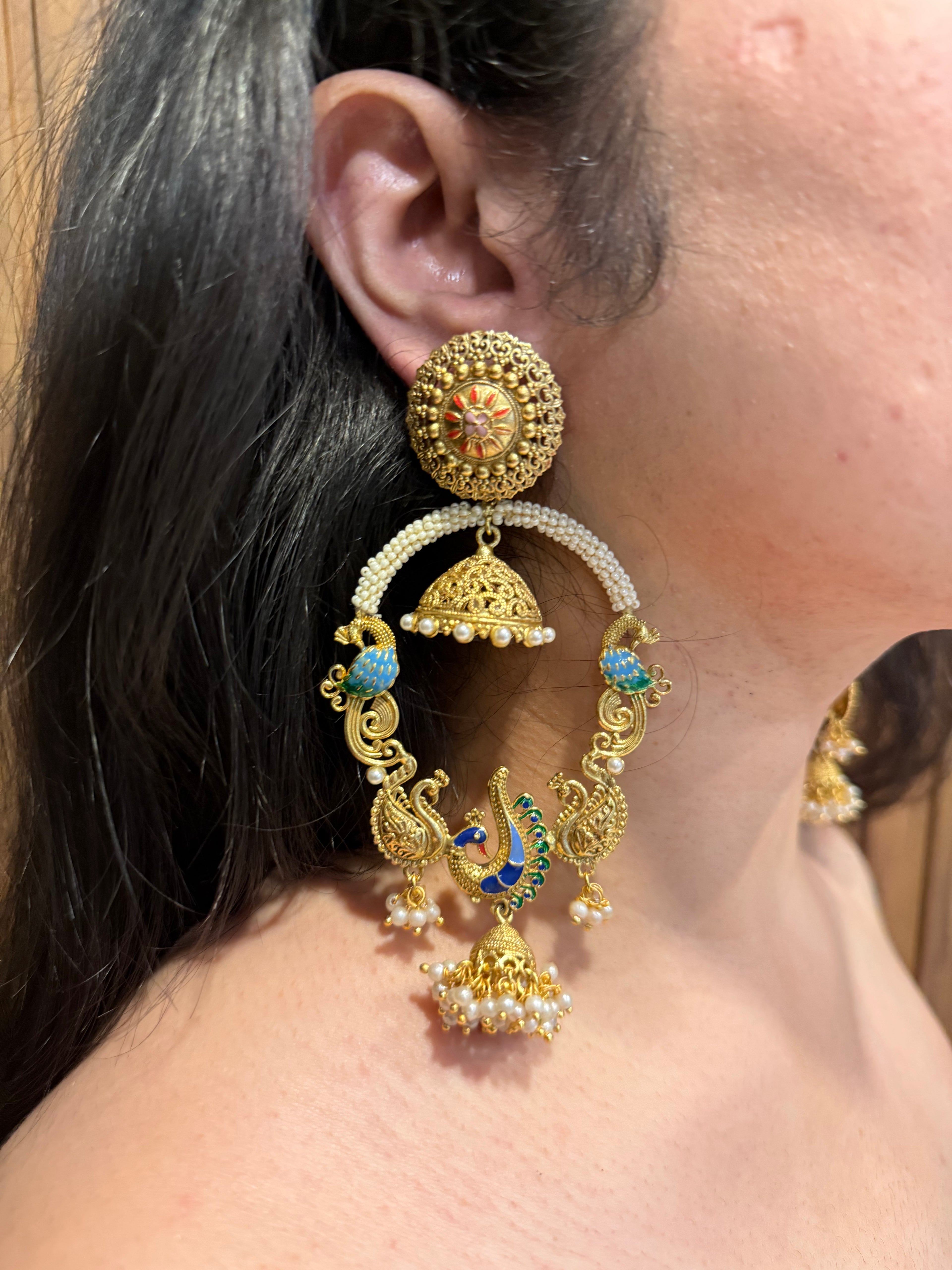Mayura Kundan Jhumkas