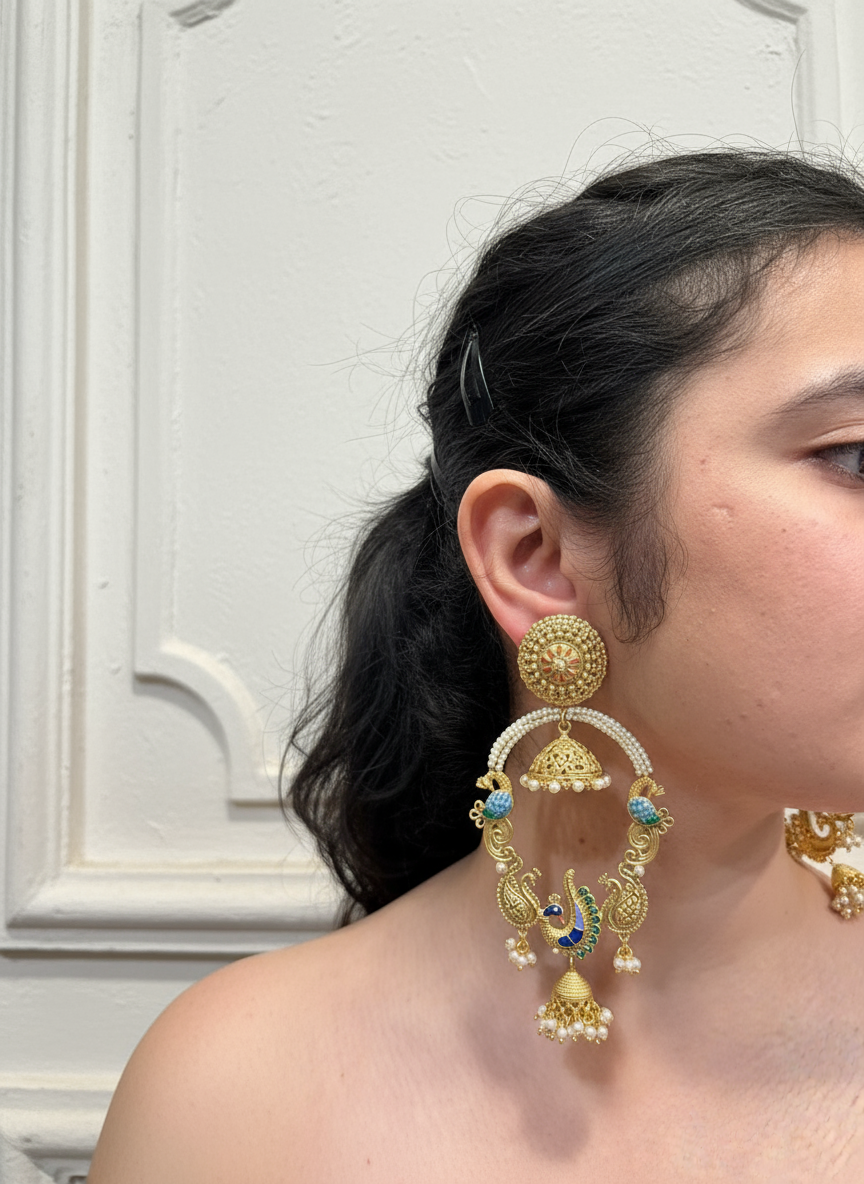 Mayura Kundan Jhumkas