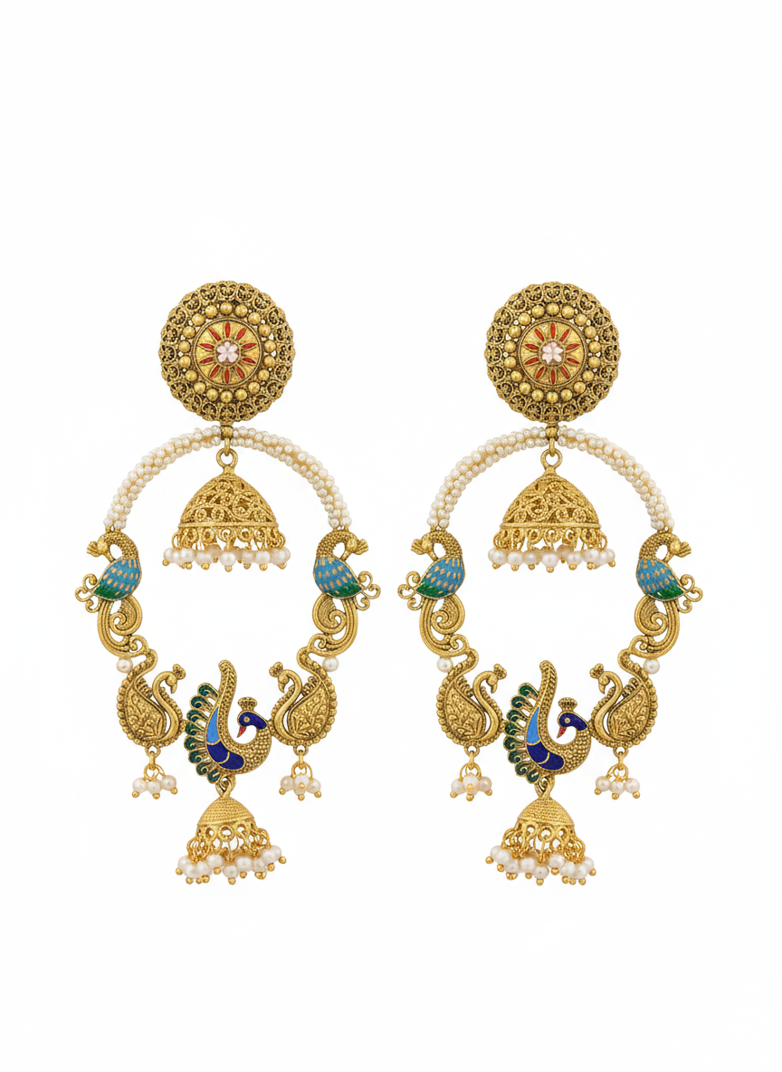 Mayura Kundan Jhumkas