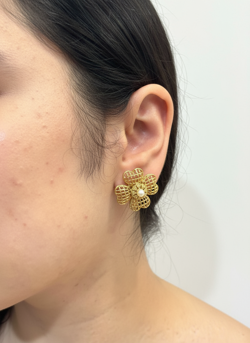 Golden Bloom Stud Earrings